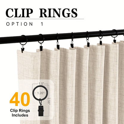 100% Blackout Curtains 4 Panels Faux Linen Textured Thermal Insulated Drapes – Room Darkening Window Curtains for Living Room Bedroom