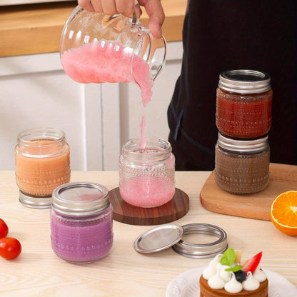 Mason Jars 8oz with Lids 12 Pack, Clear Glass Canning Jars with Silver Metal Lids, Food-Grade for Storing