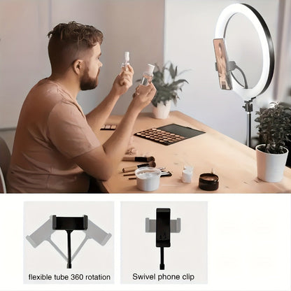 Selfie Ring Light Desk 12 Inch with Phone Holder 360 Rotating Pan Head Desk Tripod 17 RGB for an Everyday Personal Care Routine