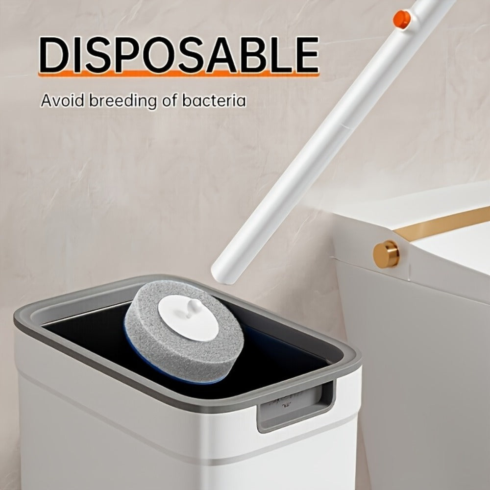 Disposable Toilet Brush & Holder Set with 6 Refill Wands, Wall Mounted, Pre-Loaded Scrubbing Solution