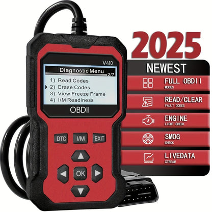 OBD2 Scanner Car Diagnostic Tool – CAN Protocol Code Reader with Freeze Frame, I/M Monitor, 9 Protocols & 6 Languages