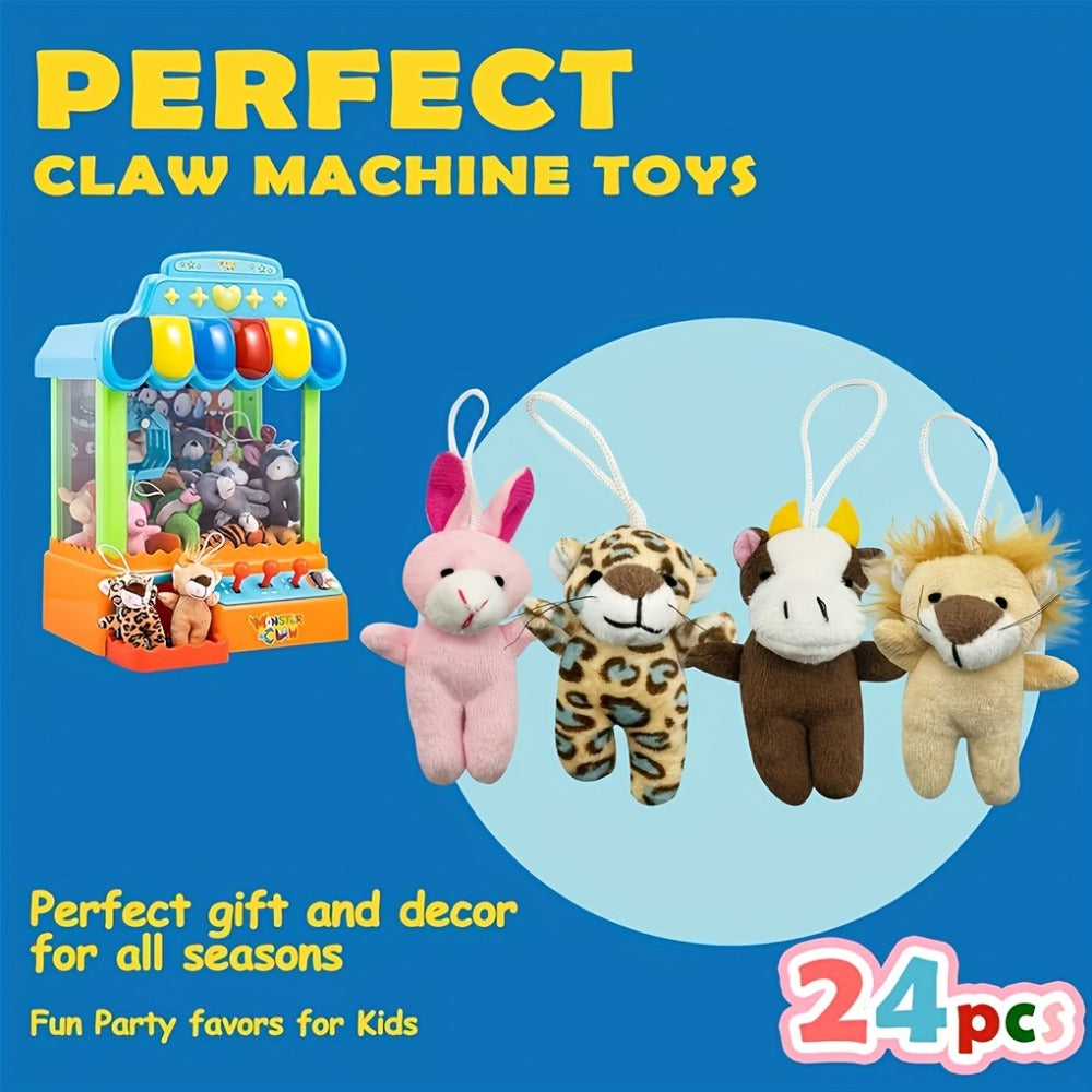 24-Piece Assorted Mini Plush Animal Set with 2–3 Inch Figures, Hanging Loops and Random-Color Option