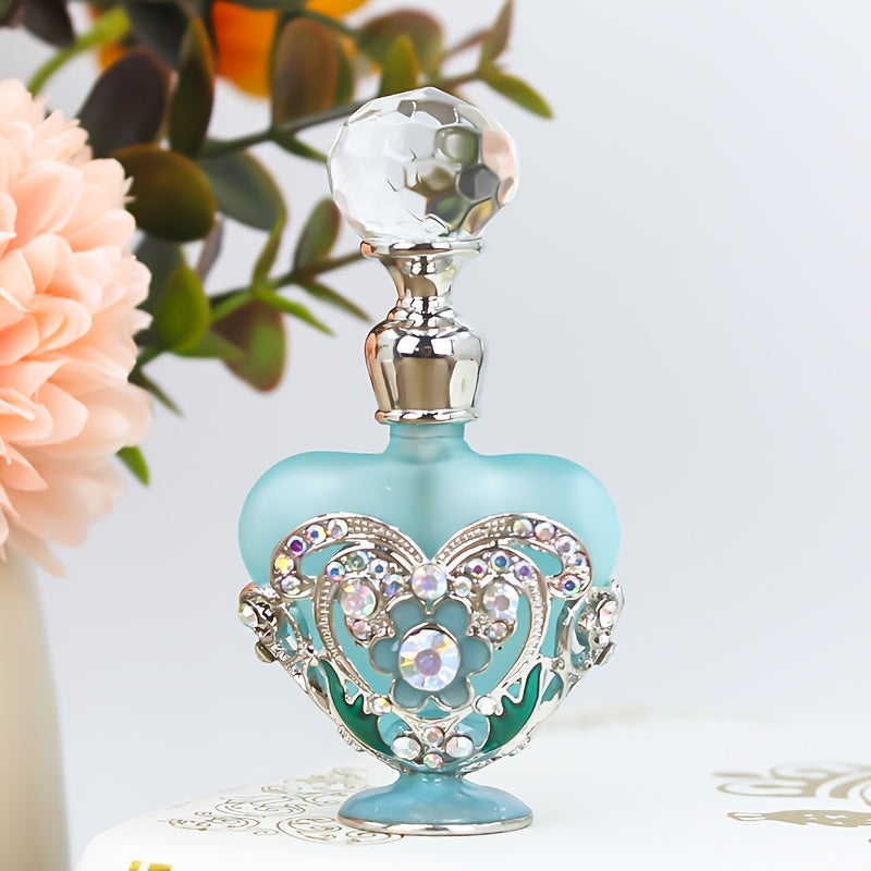 Refillable Perfume Bottle 10ml Vintage Glass Travel Atomizer Essential Oil Dispenser Portable Mini Spray Bottle Enamel Peach Heart Design