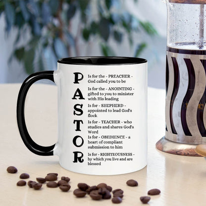 Pastor Appreciation Ceramic Mug 11oz – Insulated Coffee Cup for Hot & Cold Drinks, Dishwasher Safe, Funny Pastor Definition Gift for Him