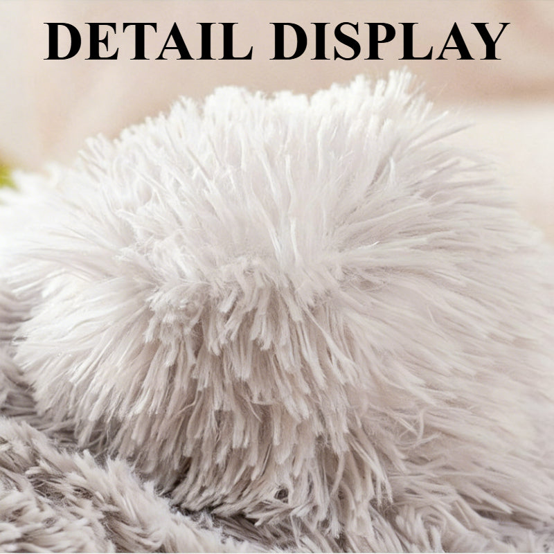 Plush Dog House Cave Bed with Brown-1 Finish, L Size Label and Padded Inner Mat for Indoor Pets
