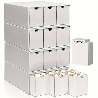 Trading Card Storage Box 12 Drawer with 50 Dividers – Large Cardboard Card Organizer for Sports Cards Baseball Pokemon TCG Playing Cards