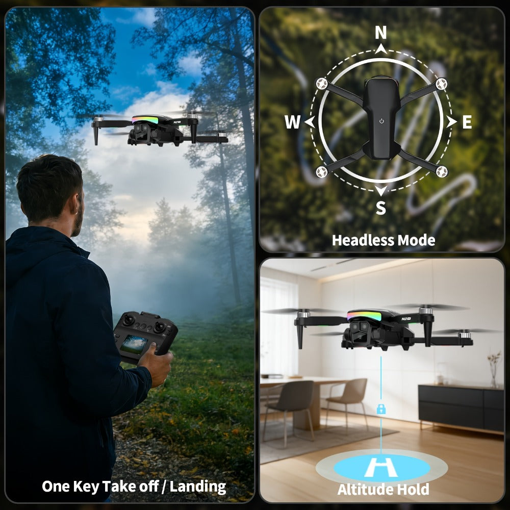 LCD Screen Drone Dual Cameras Brushless Motor Foldable RC Quadcopter with the Listed Color, Size or Set Options for Everyday Use