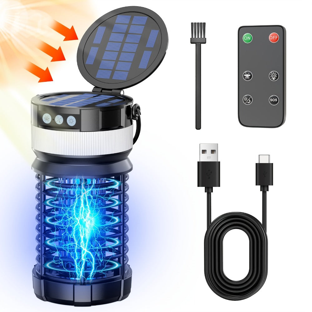 Solar and USB-C Insect Zapper Lantern with 4000mAh Label, Remote Control and Adjustable Panel