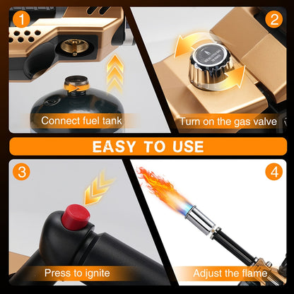 Cooking Torch Butane Blow Torch with Adjustable Flame & Detachable Design, Kitchen Culinary Torch for Creme Brulee