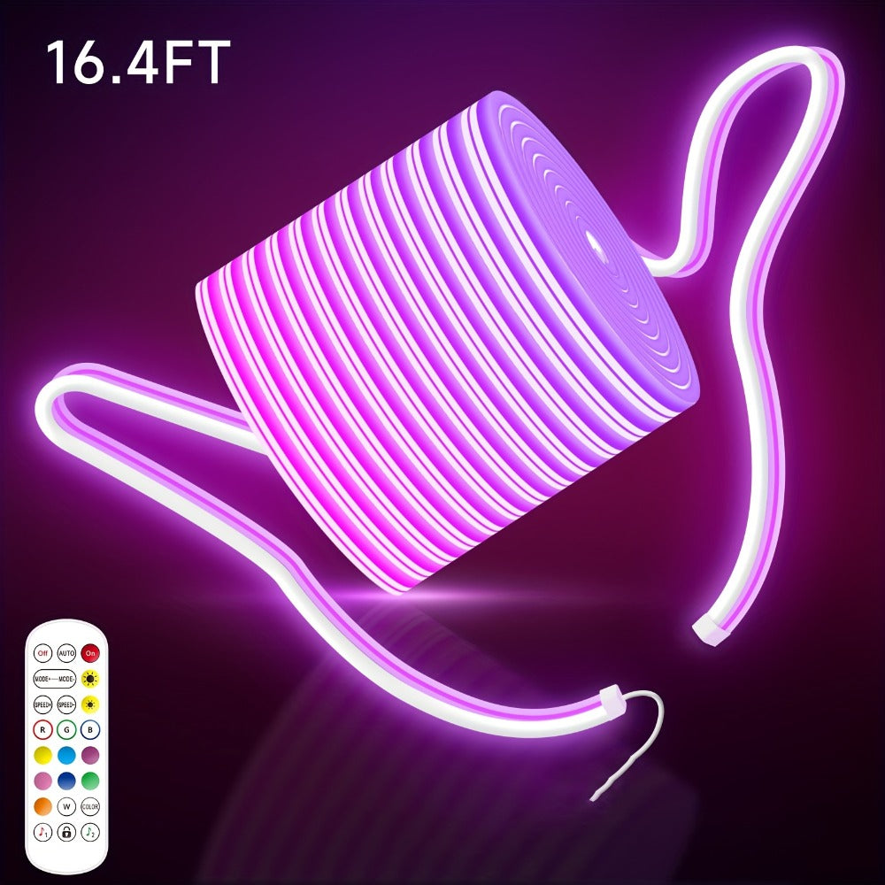 RGB LED Neon Light Strip Flexible Rope Light, App & Remote Control Color Changing for Bedroom Gaming Room Party Outdoor Indoor Decor