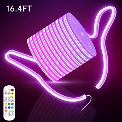 RGB LED Neon Light Strip Flexible Rope Light, App & Remote Control Color Changing for Bedroom Gaming Room Party Outdoor Indoor Decor