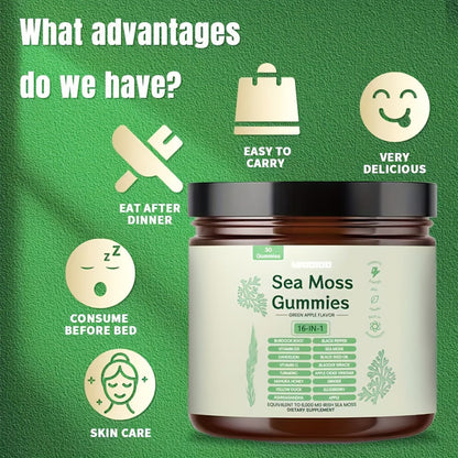Sea Moss Gummies with Turmeric, Ashwagandha & Black Seed Oil, Immune Support for Bath Time, Home Spa and Personal Care