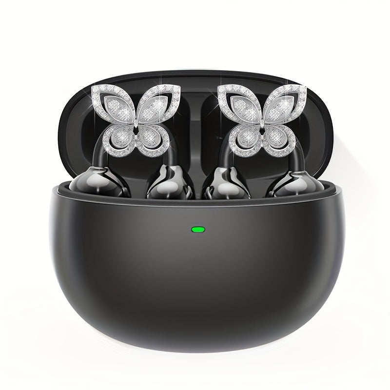 Clip On Wireless Earbuds Open Ear Bluetooth Headphones with Detachable Gemstone Earrings ANC for an Everyday Personal Care Routine