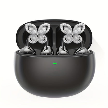 Clip On Wireless Earbuds Open Ear Bluetooth Headphones with Detachable Gemstone Earrings ANC for an Everyday Personal Care Routine