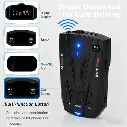 Radar Detector for Cars V7 Upgraded Chip 360 Degree Signal Reception City Highway Mode Compact Design Long Range Detection Speed Camera