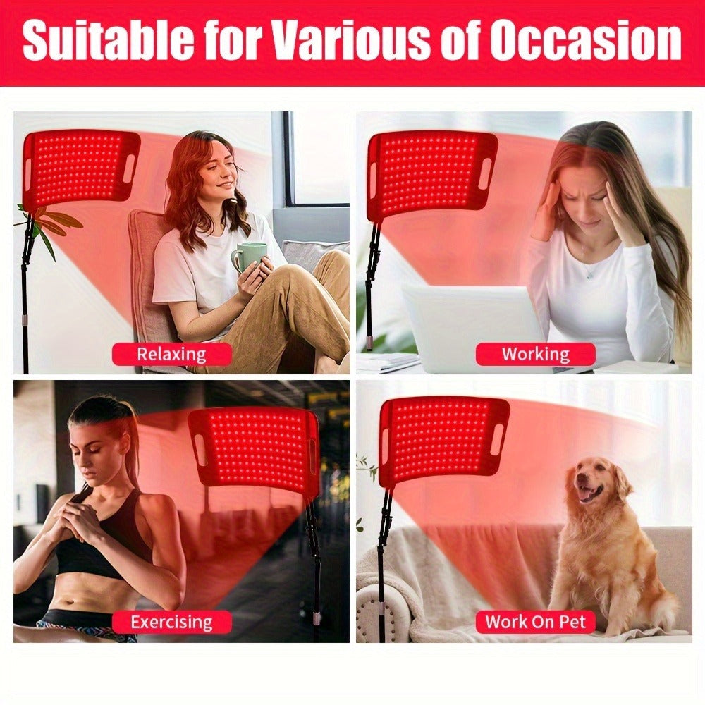 104-LED Red and Near-Infrared Light Panel with 15 x 8.6-Inch Silicone Face, Floor Stand and Articulating Arm