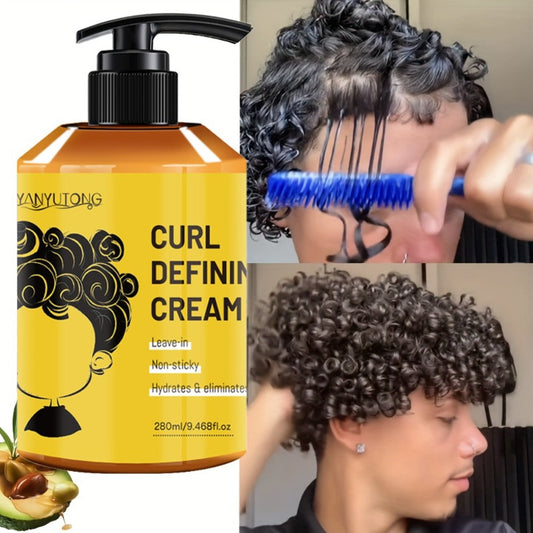 YANYULONG 280ml Curl Styling Cream with Avocado, Castor, Argan, Rosemary and Sweet Almond Oils