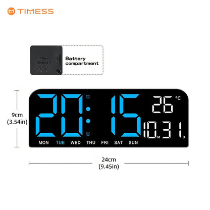Large Digital LED Wall Clock Dual Alarm Clock with Temperature Date Display Brightness for Entryways, Bedrooms and Living Spaces