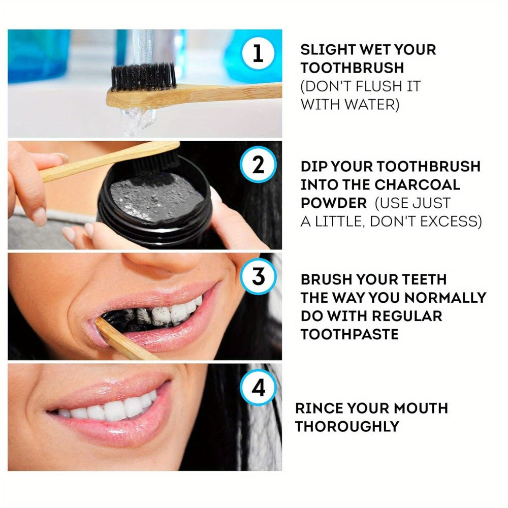 Activated Charcoal Teeth Whitening Powder 60g Natural Stain Remover for Coffee Tea Tobacco Deep Cleaning