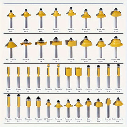 Carbide Router Bit Set 15 100PCS 1/4 Inch Shank Multi-Purpose Milling Carving Bits for Wood Fine Routing Engraving Professional Beginner