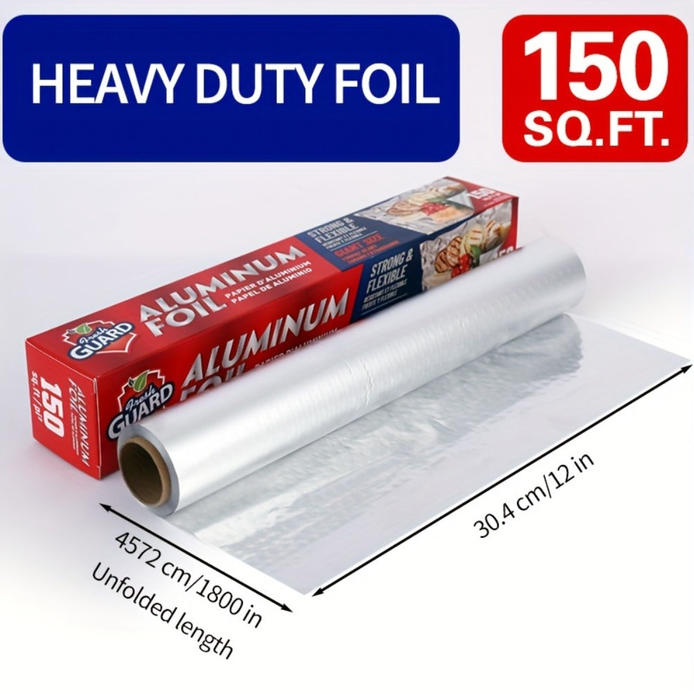 Aluminum Foil Roll 12 Inch Wide Restaurant Grade, Food Safe Disposable Wrapping for Burritos, Hot Dogs & Sandwiches