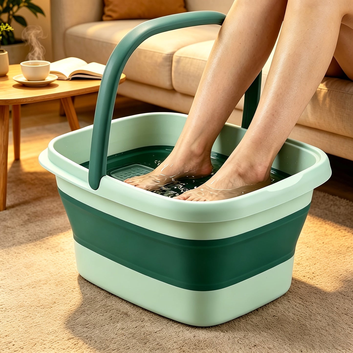Collapsible Foot Bath Basin 3.96 Gal Foldable Foot Soak Tub with Massage Acupoints Handles Deep Soak Pedicure Home Spa Foot Relief Upgraded