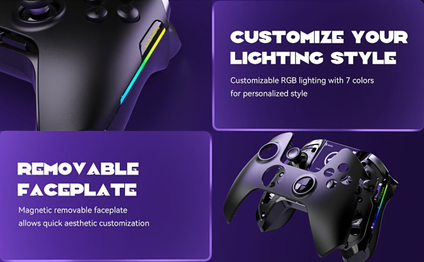 Hall Effect Wireless Gaming Controller V2 Black, Interactive Screen, RGB Lighting, Remappable Buttons