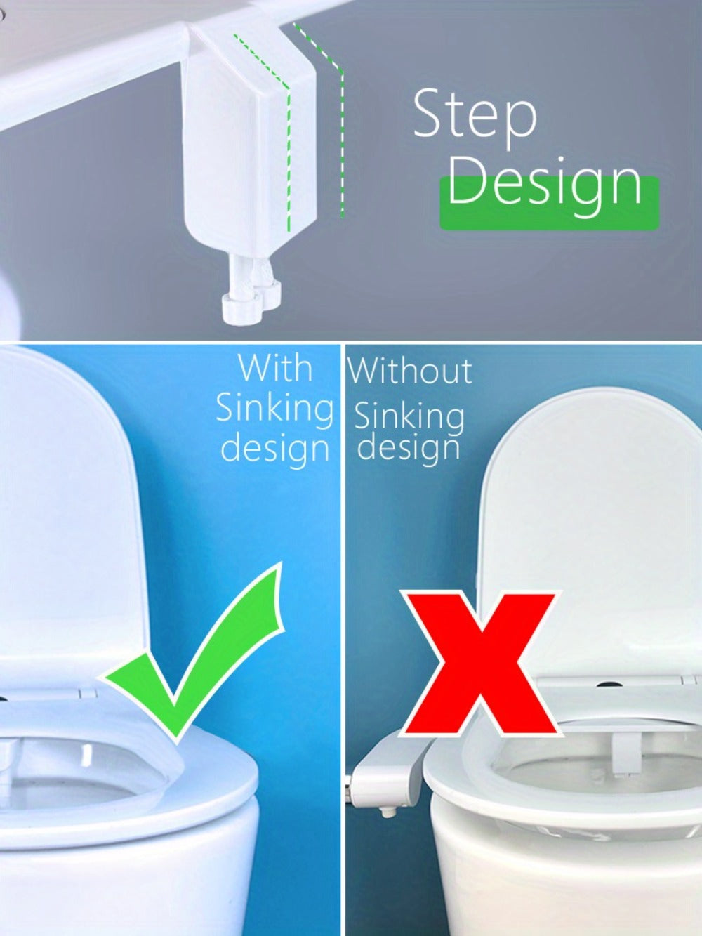 Bidet Attachment Hot and Cold Water, Dual Nozzle Non-Electric Toilet Seat Bidet, Rear & Feminine Wash