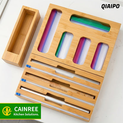 Bag Organizer Box 9-in-1 Kitchen Wrap & Foil Drawer Organizer, Compatible with Gallon Quart Sandwich Snack Bags