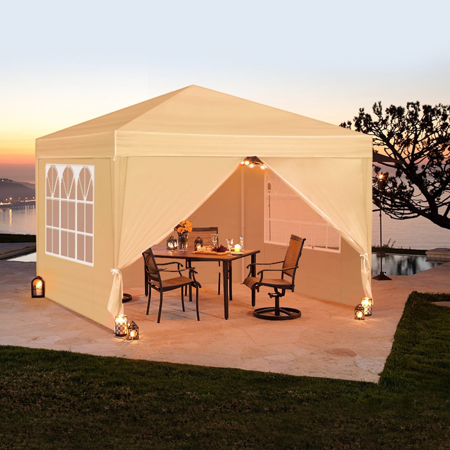 Instant Canopy 10x10 FT Oxford Fabric UPF50+ Sidewalls Commercial for Garden, Patio and Yard Use