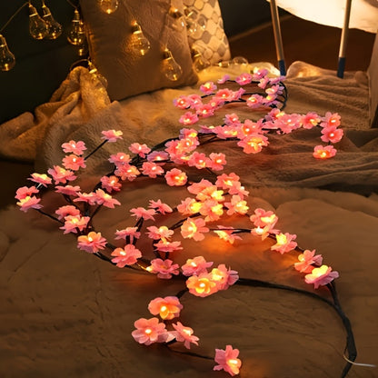 Cherry Blossom Tree Light 48 LED Artificial Flower Branch Lamp Bedroom Wall Decor Atmosphere for Entryways, Bedrooms and Living Spaces