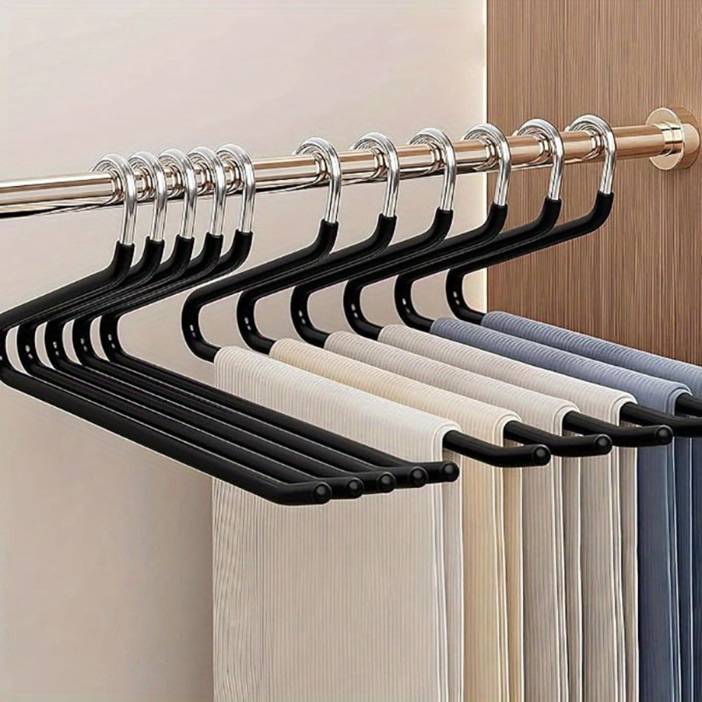 Pants Hangers Metal Open Leg Non-Slip – Heavy Duty Trouser Jeans Hanger for Wardrobe, Space Saving, Black or White, 10/20/30/50pcs
