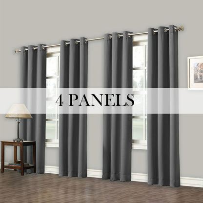 Grommet-Top Blackout Curtain Options in Nine Colors with Seven Width, Length or Panel-Count Labels