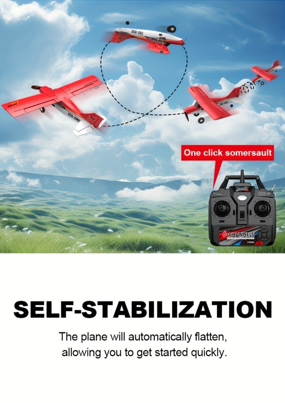 RC Airplane QIDI560 M7 Brushless Fixed Wing, 6-Channel 6-Axis Gyro Remote Control Plane with 3D Stunts