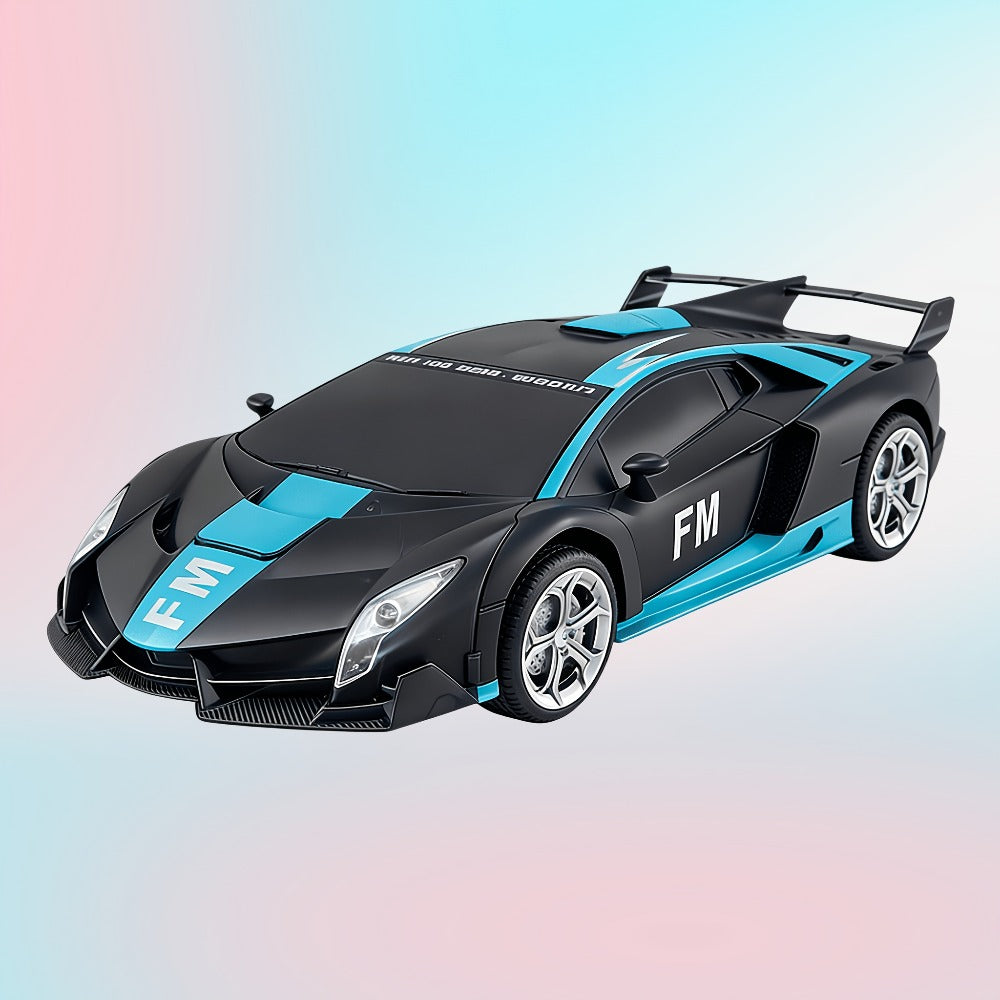 Remote Control Car, 1:18 Transforming Robot Model with One-Button Change, LED Lights, 360° Drift and Four Colors