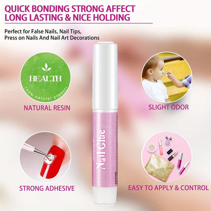 Press On Nail Glue 60pcs Professional Acrylic Nail Tip Adhesive – Super Strong Gel Formula for False Nails