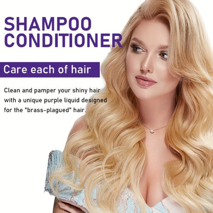 Purple Shampoo and Conditioner Set 2PCS for Blonde Silver Platinum Hair - Toning Brass & Yellow Neutralizer