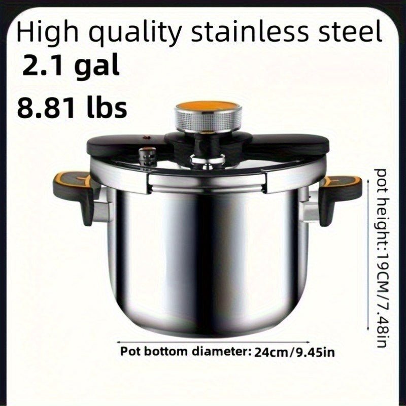 Pressure Cooker Stainless Steel with One-Twist Lock Lid, Induction & Gas Compatible Stew Pot in 1.32gal