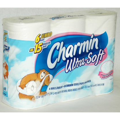 Charmin Ultra Bathroom Tissue, 6 Jumbo Rolls = 15 Regular Rolls, 2-Ply Ultra Toilet Paper, Strong &