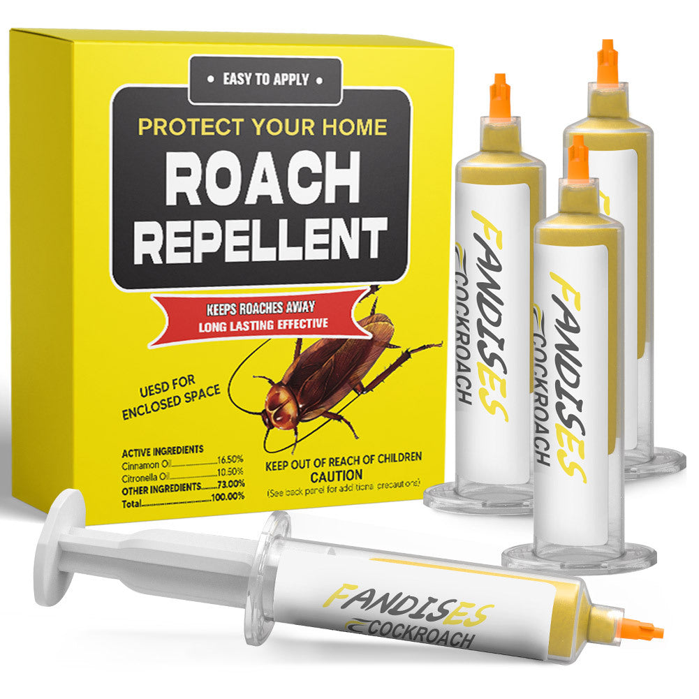 Roach Gel, 4-Pack Syringe Kitchen Bathroom Crack Crevice Trap for Home Cooking, Dining and Outdoor Meals