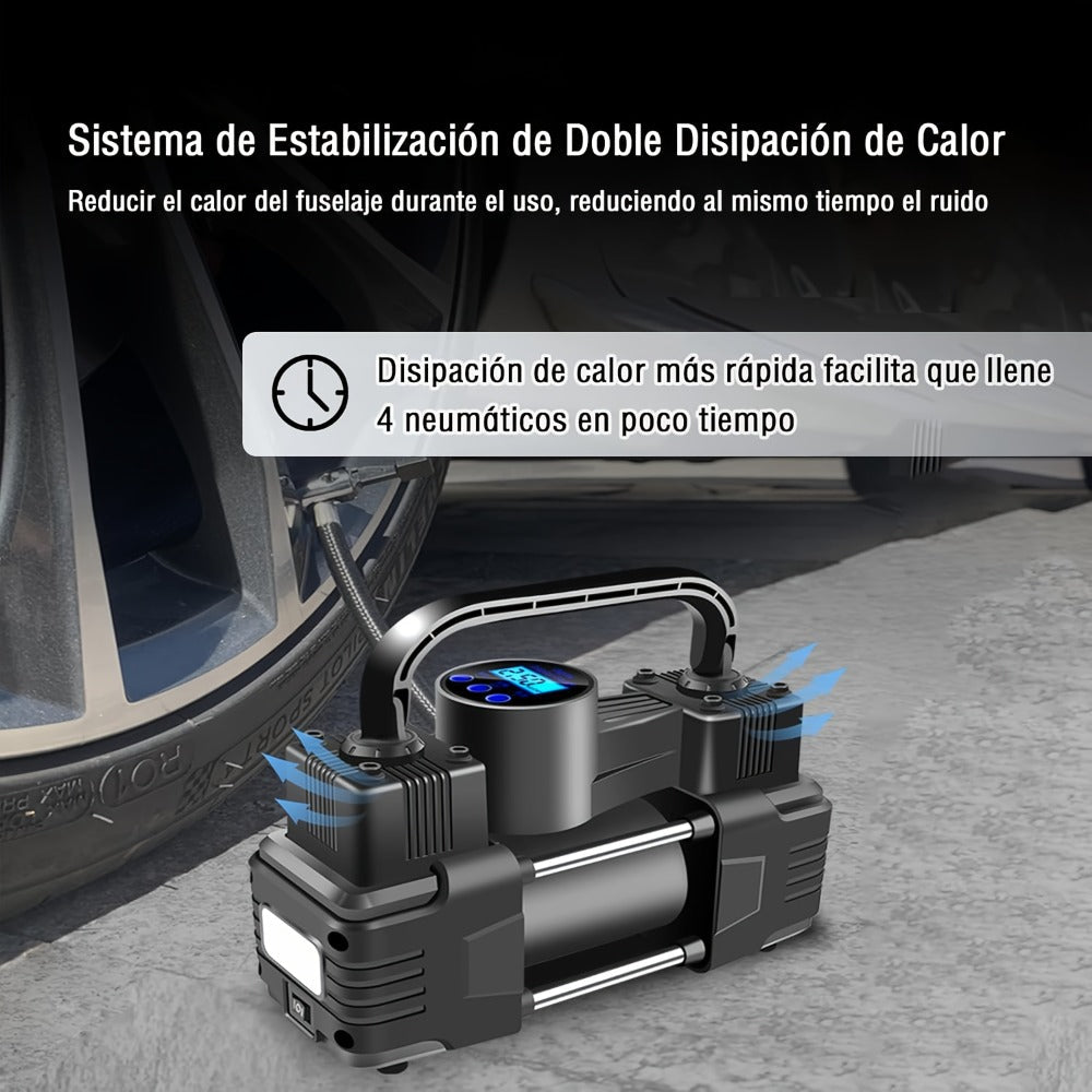 Dual-Cylinder Portable Tire Inflator with Pointer Gauge, Digital Gauge or Digital Display Options