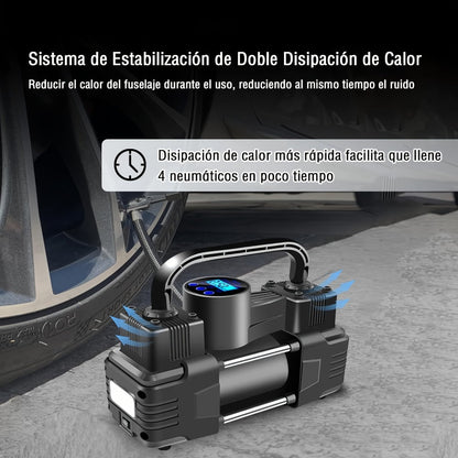 Dual-Cylinder Portable Tire Inflator with Pointer Gauge, Digital Gauge or Digital Display Options