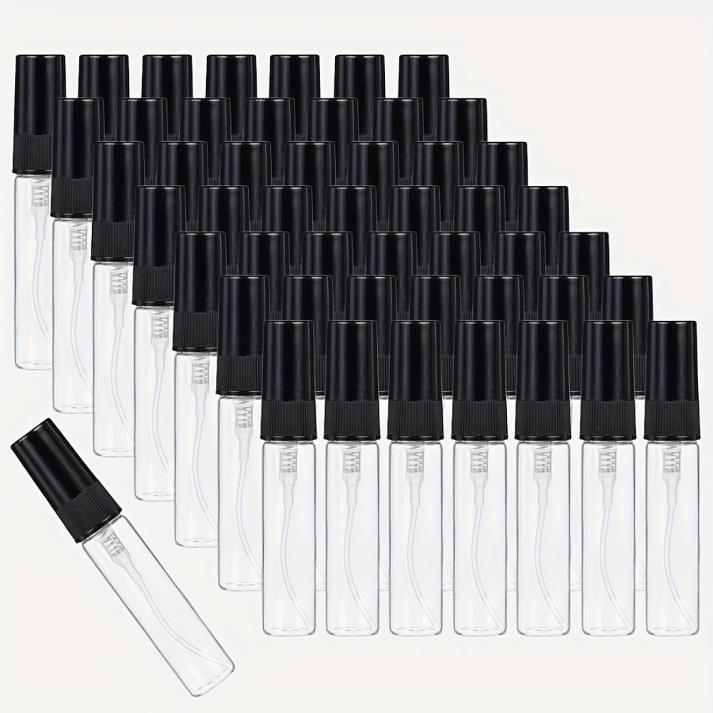 Mini Glass Spray Bottles 5ml 50 Pack Fine Mist Atomizer Refillable Black UV Glass Travel Perfume Bottles for Perfume Cologne Essential Oil
