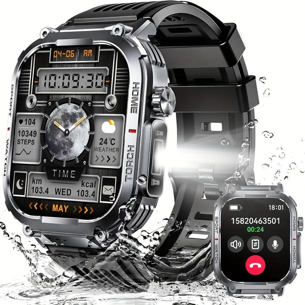 Flashlight Compass Outdoor Smartwatch for Men 100+ Sport Modes Sleep Monitor Pedometer Calorie Tracker for a Home Lash Beauty Routine