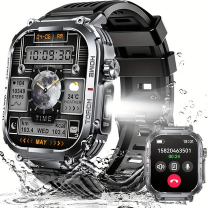 Flashlight Compass Outdoor Smartwatch for Men 100+ Sport Modes Sleep Monitor Pedometer Calorie Tracker for a Home Lash Beauty Routine