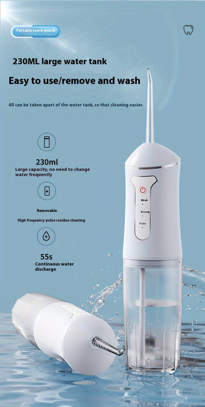 Water Flosser Cordless Three-Mode Oral Irrigator with Four Nozzles, USB Charging and Pink, Purple, Black or White Options
