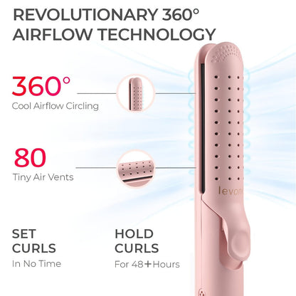 2-in-1 Curling Iron & Hair Straightener 360° Adjustable 5-Level Hot Cold Air Dual Voltage, for Home, Travel and Salon Hair Styling