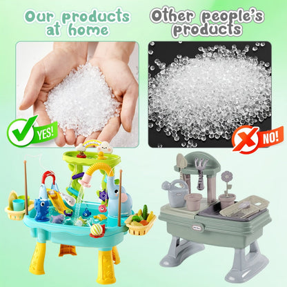 Kids Water Table Toy with Electric Pump & Faucet for Toddlers - Play Sink with Food Accessories & Fishing Toy