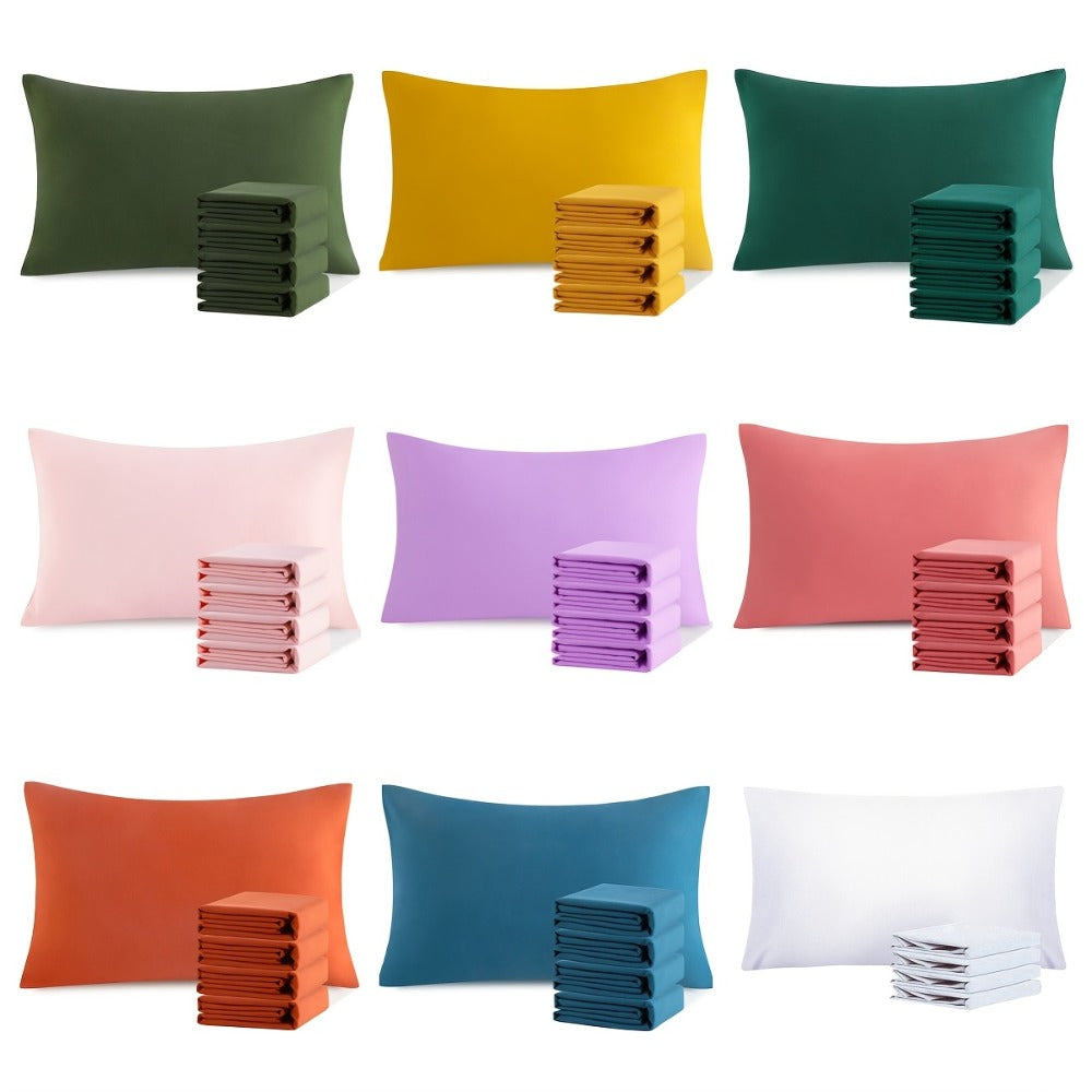 Pillowcases 4 Pack Queen 20x30 – Brushed Microfiber Soft Wrinkle-Free Fade-Resistant Envelope Closure Solid Color 32 Colors