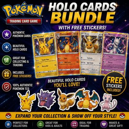 Trading Card Game 25-Card Assortment with Included Character Stickers and Mixed Artwork with Item-Specific Card Count, Pack and Storage